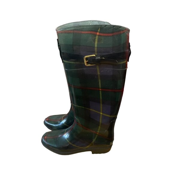 Ralph Lauren Rossalyn II Plaid PVC Rain Boots 7B - Picture 3 of 5